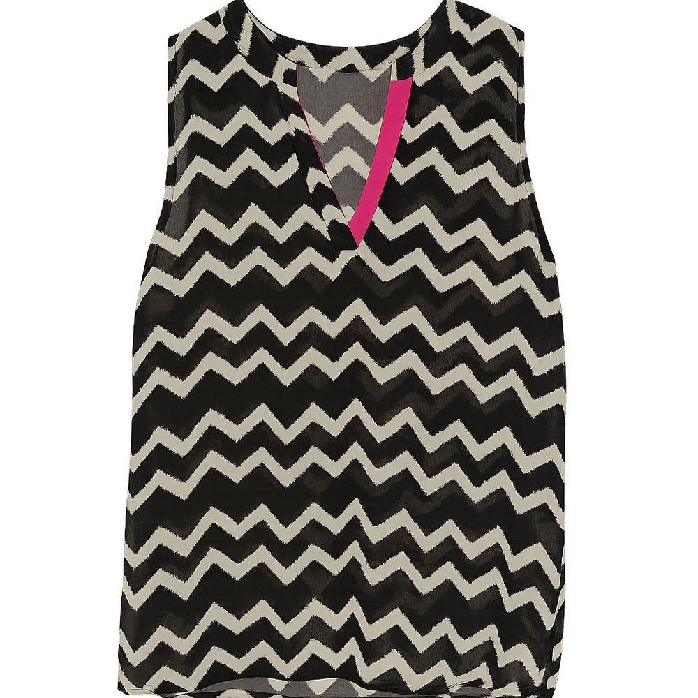 Chevron Sleeveless Top with Pink Accent